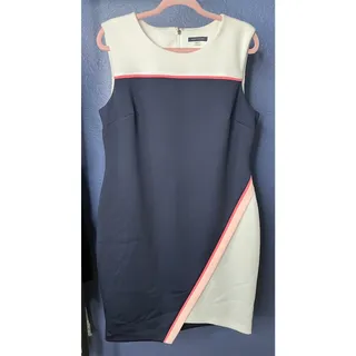 Photo of Tommy Hilfiger Colorblock Sheath Dress Navy Cream Pink Sleeveless Size 16