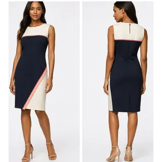 Photo of Tommy Hilfiger Colorblock Sheath Dress Navy Cream Pink Sleeveless Size 16