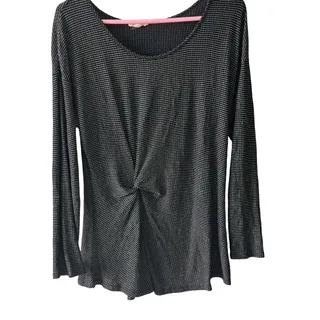 Photo of Como Blu Black Gray Striped Twist Front Long Sleeve Tunic Top XL
