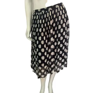 Photo of ABS black white polka dot pleated pull on skirt knee length small