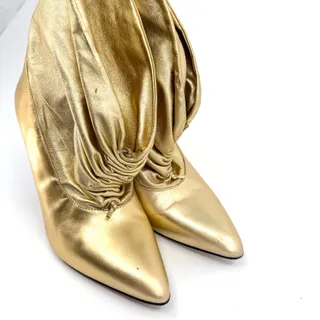 Photo of Report Signature Gold Genuine Leather Slouchy Pointed Toe Glam Heel Booties