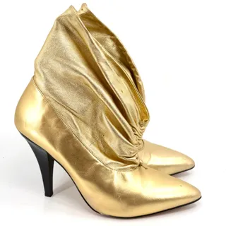 Photo of Report Signature Gold Genuine Leather Slouchy Pointed Toe Glam Heel Booties