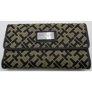 Photo of Tommy Hilfiger Wallet Womens One Size Black Geometric Checkbook Wristlet