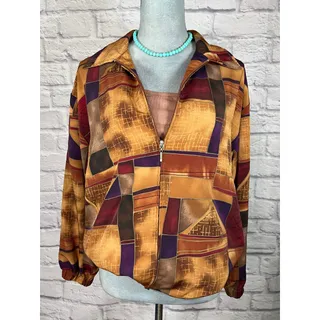 Photo of Vintage 90's Erin London Geometric Print Moody Colors Zip Up Jacket