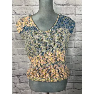 Photo of Unique Vintage 80's Jantzen Pastel Woven Blouse Knitted with fabric strips