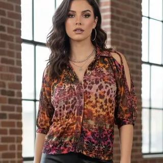 Photo of Vintage Bongo Y2K Trashy 2000's Mobwife Sheer Leopard Print Blouse