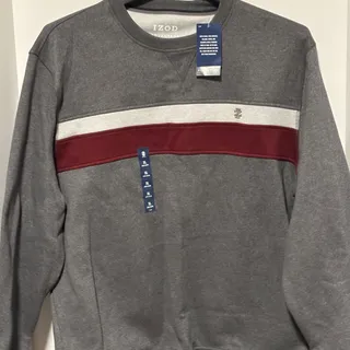 Photo of Izod sweatshirt XL Gray maroon &whit stripes