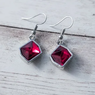 Photo of Unusual Shape Red Dangle Earrings for Pierced Ears