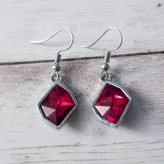 Photo of Unusual Shape Red Dangle Earrings for Pierced Ears