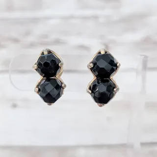 Photo of Vintage Clip On Earrings Facets Black Ball Duo 7/8"
