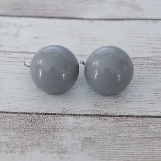 Photo of Vintage Clip On Earrings Slightly Over 0.75" Grey Retro Earrings