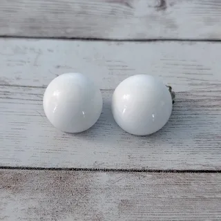 Photo of Vintage Clip On Earrings Domed White Retro - A Bit Over 7/8"