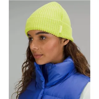 Photo of NWOT Lululemon Yellow Close-Fit Wool-Blend Ribbed Knit Beanie Hat, Unisex L/XL
