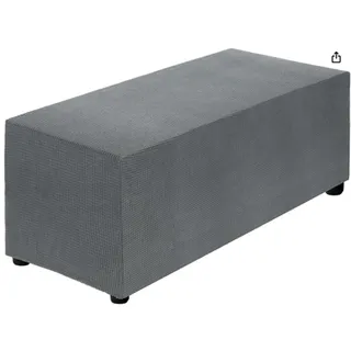 Photo of Stretch Ottoman Cover Rectangular Oversized Square Ottoman Slipcover w/ Elastic