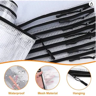 Photo of 20pcs Mesh Zipper Pouch Bags, Document Zipper Pouches, File Bags- A3 Black
