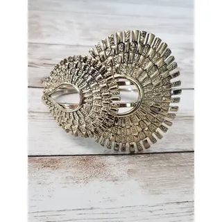 Photo of Vintage Hinged Bracelet / Bangle Gold Tone with Statement Artsy Design