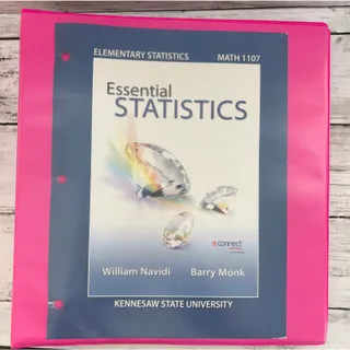 Photo of KSU Essential Statistics Math 1107 Loose Leaf Textbook in Binder