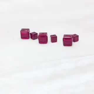 Photo of Vintage Beads - 6 Red Square Beads (2 Different Sizes - 3 of Each Size)