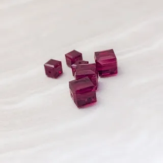 Photo of Vintage Beads - 6 Red Square Beads (2 Different Sizes - 3 of Each Size)