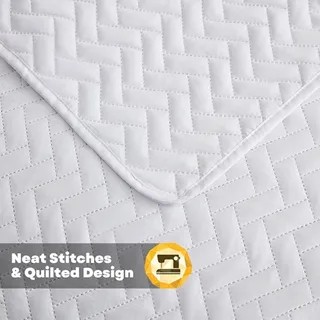 Photo of Lightweight White Bedspread, White Chevron Pattern Bedspread Coverlet- Cali King