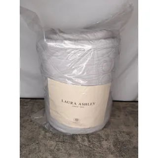 Photo of Laura Ashley - Felicity Collection - Reversible Quilt Set- Queen, Soft Grey