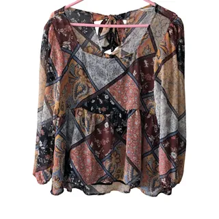 Photo of American Eagle Patchwork Print Double Tie Back Top Medium