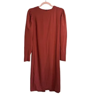 Photo of Alohas Exclesa Burnt Orange Rust Modest Long Sleeve Midi Dress