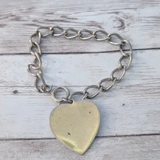 Photo of Vintage Bracelet with Heart Charm - Heavy Discoloration and Multiple Marks