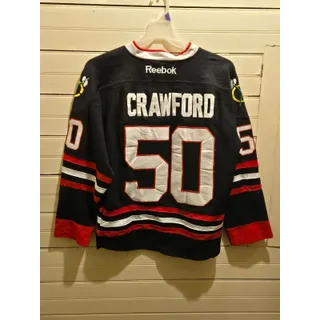 Photo of Reebok CCM Hockey Jersey Mens 48 Chicago Blackhawks Crawford 50 Black Authentic