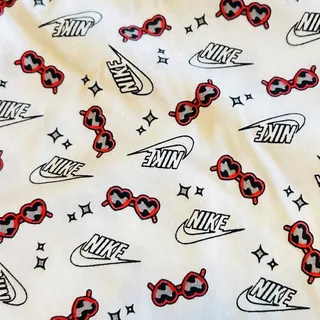 Photo of Nike Women’s XS Crop Tee White Heart Sunglasses Allover Print Y2K