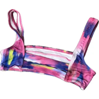 Photo of ASOS bright colorful watercolor swim bikini top square neck US 4