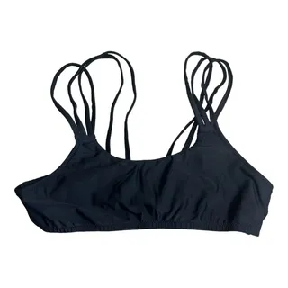 Photo of Mumu Mermaid black multi strappy caged back bikini top Medium NWOT