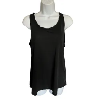 Photo of Nike Dri-Fit Yoga black sleeveless tank top open low scoop back medium NWT