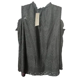 Photo of Jax & Henley cold shoulder long sleeve lace chiffon black silver Medium NWT