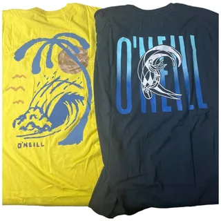 Photo of Set of 2 O'neill short sleeve surfer t-shirts yellow blue Medium NWT