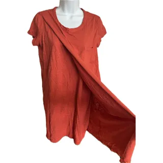 Photo of Mododoc burnout faux wrap drape tee shirt mini dress burnt orange Small NWOT