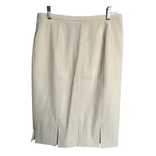 Photo of Doncaster Wool blend knee length skirt cream beige bottom slits size 4 NWOT