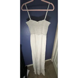 Photo of Bella Dahl Gray Smocked Bodice Wide Leg Jumpsuit w/ Pockets Size Medium