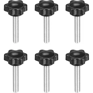 Photo of Clamping Screw Knob, Plum Hex Shaped Grips Star Knob Male Thread, 6 Pcs