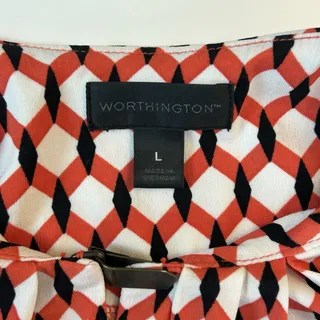 Photo of Worthington Geometric Print Sleeveless Top Women’s Large Red Black White