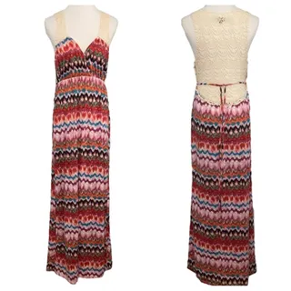Photo of Karlie Red Maxi Dress Crochet Open Back Medium