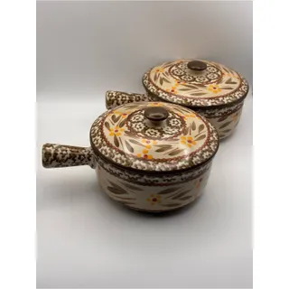 Photo of Set of 4 Temptations Ovenware Square Ramekins & Soup Crocks Old World Brown