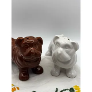 Photo of Vintage-Style Ceramic English Bulldog Salt & Pepper Shaker Set, Kitchen Decor