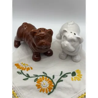 Photo of Vintage-Style Ceramic English Bulldog Salt & Pepper Shaker Set, Kitchen Decor