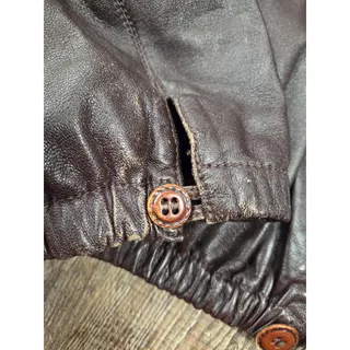 Photo of Vintage 100% Genuine Italian Italy Leather Brown Bomber Jacket Coat L/XL Men's