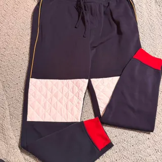 Photo of Red Ape Tracksuit 3XL Colorblock Quilted Jogger Jacket Navy Red Cream Streetwear