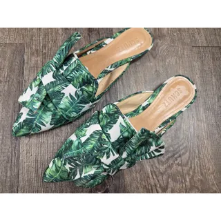 Photo of Schutz D’Ana Print Twisted Mule Palm Green White Slip On Point Toe Shoes 8.5B