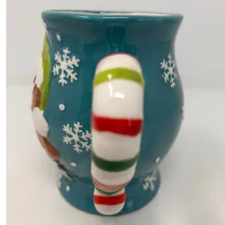Photo of Owl Jumbo Christmas Mug with Candy Cane Handle Hand-painted Ceramic