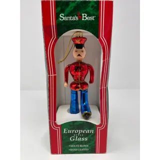 Photo of Santa's Best European Style Glass Christmas Toy Soldier Mouth Blown Handcrafted
