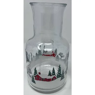 Photo of KIG Indonesia Vintage Glass Christmas Winter Sleigh Scene Carafe Decanter 9"